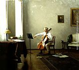 Steven J Levin Man playing a Cello painting
